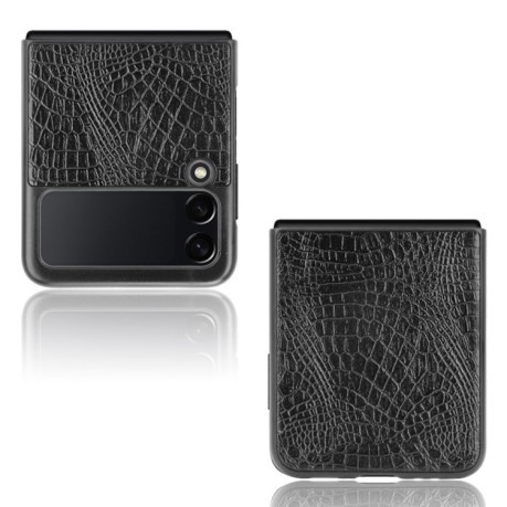 Ударопрочный чехол Crocodile Texture на Samsung Galaxy Z Flip3 5G - черный
