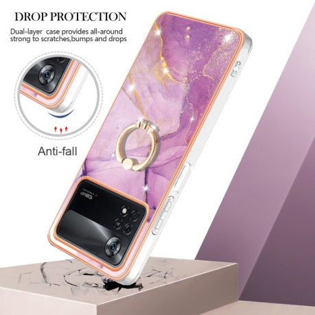 Чехол Electroplating with Ring Holder для Xiaomi Poco X4 Pro 5G - фиолетовый