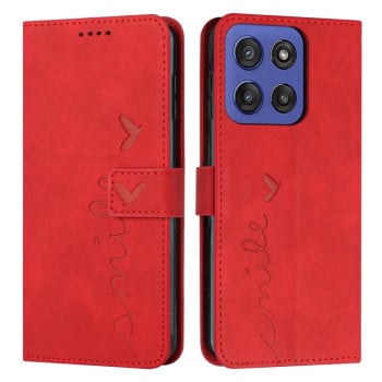 Чехол-книжка в стиле Retro мягкое покрытие Skin Feel серия Amile на Motorola Edge 60 Fusion - красный