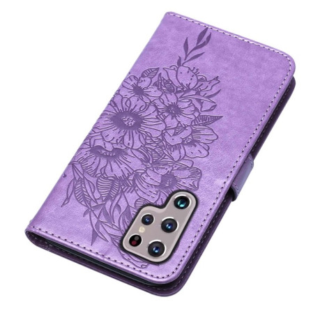 Чехол-книжка Embossed Butterfly для Samsung Galaxy S22 Ultra 5G - фиолетовый