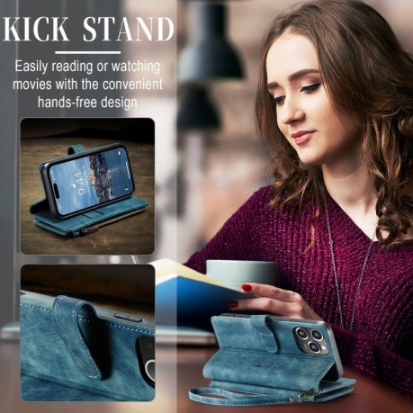 Шкіряний чохол-гаманець CaseMe-C30 для iPhone 15 Pro Max - синій
