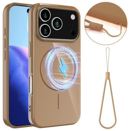 Противоударный чехол Glossy TPU Shockproof MagSafe на iPhone 17 Pro Max - золотой