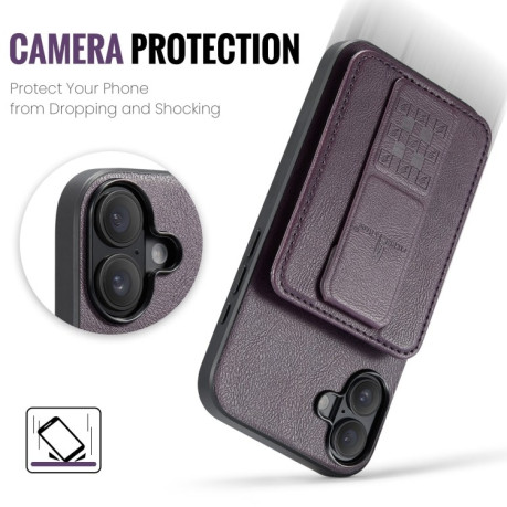 Чехол Fierre Shann Oil Wax Cow Leather Card Holder на iPhone 16 - фиолетовый