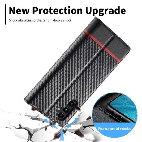 Чехол-книжка LCIMEEKE Carbon Fiber для Samsung Galaxy A55 5G - Black