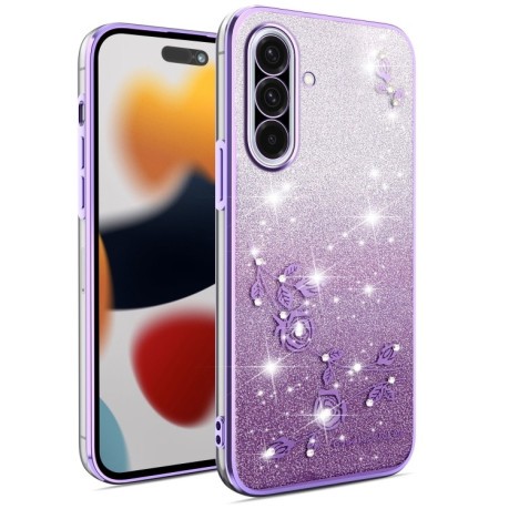 Протиударний чохол Gradient Glitter Flower All-inclusive для Samsung Galaxy A36 - фіолетовий