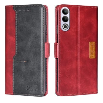 Чехол-книжка с магнитной застежкой и контрастной отделкой на OnePlus Ace 3V 5G - Red + Black