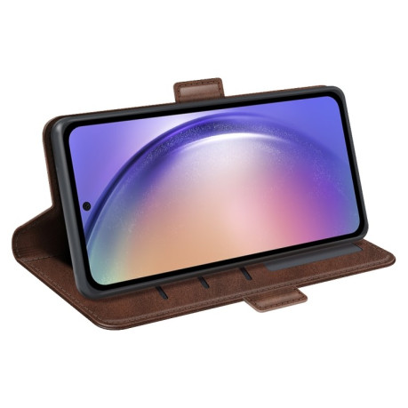 Чехол-книжка Dual-side Magnetic Buckle для Samsung Galaxy A55 - коричневый