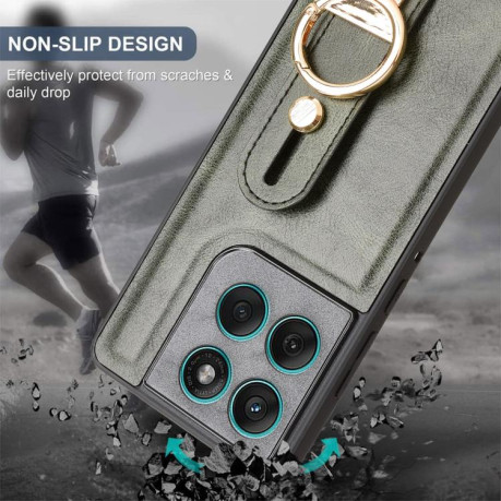 Протиударний чохол Wristband Leather Back на Motorola Edge 60 Fusion - зелений