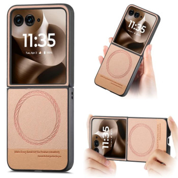 Чехол Twill Fabric Leather Skin Magnetic для Motorola Razr 60 Ultra - рожевий