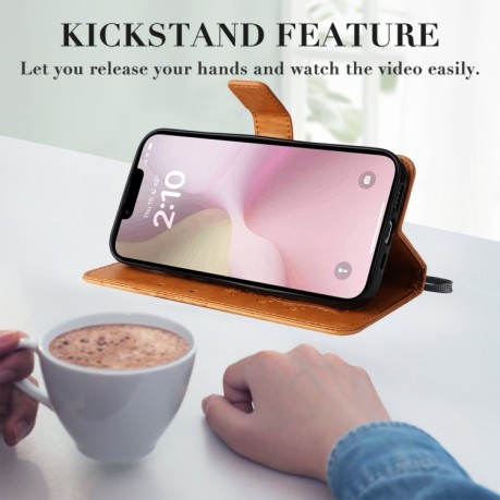Чехол-книжка Embossed Butterfly для iPhone 16e - желтый