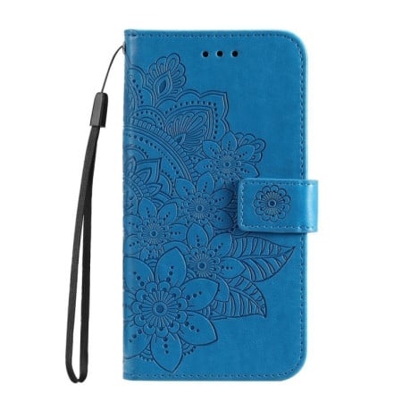 Чохол-книжка 7-petal Flowers Embossing для Xiaomi Redmi Note13 Pro 4G Global/Poco M6 Pro 4G - синій