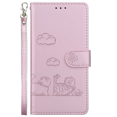 Чохол-книжка Cute Cats RFID Leather для OnePlus 13 - рожеве золото