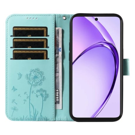 Чехол-книжка с тиснением Dandelion и магнитным хлястиком на OPPO A5X 5G Global - зеленый