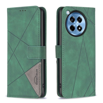 Чохол-книжка з фактурою Rhombus та магнітним хлястиком на OnePlus 12R 5G - зелений