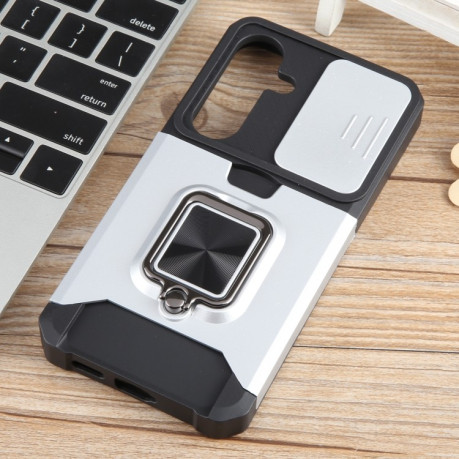 Противоударный чехол Armor Camera Shield для Samsung Galaxy S24 5G - серебристый