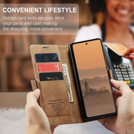 Чехол-книжка CaseMe-013 Multifunctional на Samsung Galaxy Fold 7 - коричневый