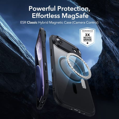 Оигинальный чехол ESR Classic Hybrid с MagSafe + накладка на клавишу на iPhone Air - Clear Black