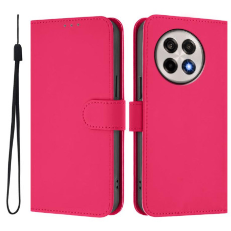 Чохол-книжка з м'яким покриттям (Skin Feel) зі шнурком на OnePlus 13R/Ace 5/Ace 5 Pro - пурпурно-червоний
