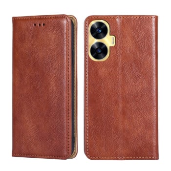 Чехол-книжка Gloss Oil Solid для Realme C55 4G - коричневый