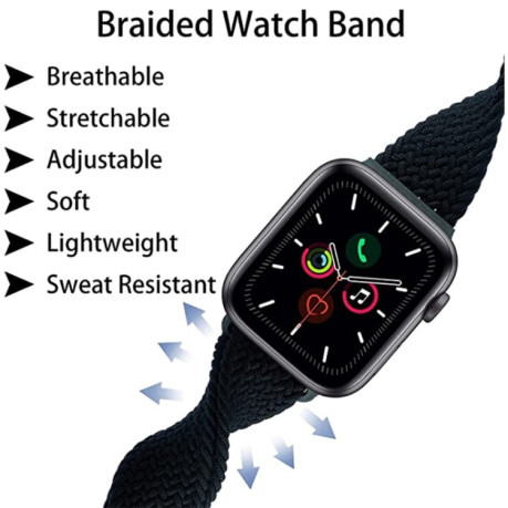 Ремешок Buckle Nylon Braided для Apple Watch Series 8/7 41mm / 40mm / 38mm - черно-белый