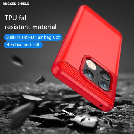 Противоударный чехол Brushed Texture Carbon Fiber на OnePlus 10 Pro 5G - красный