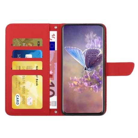 Чехол-книжка Embossed Butterfly для Samsung Galaxy M16 5G - красный
