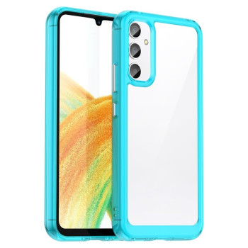 Противоударный чехол  Colorful Acrylic Series с цветной силиконовой боковиной на Samsung Galaxy A34 5G - голубой