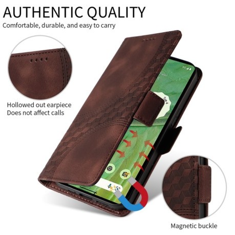 Чохол-книжка Embossed Rhombus Starry Leather для Xiaomi 14T Pro - коричневий
