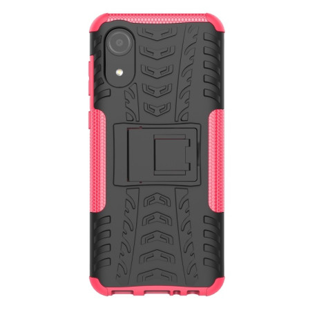 Противоударный чехол Tire Texture на Samsung Galaxy A03 Core - черно-розовый
