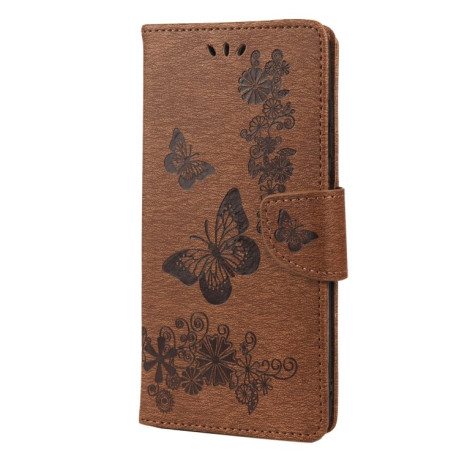 Чохол-книжка Floral Butterfly для Samsung Galaxy A03s - коричневий