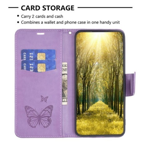 Чехол-книжка Butterflies Pattern для Samsung Galaxy A35 - фиолетовый