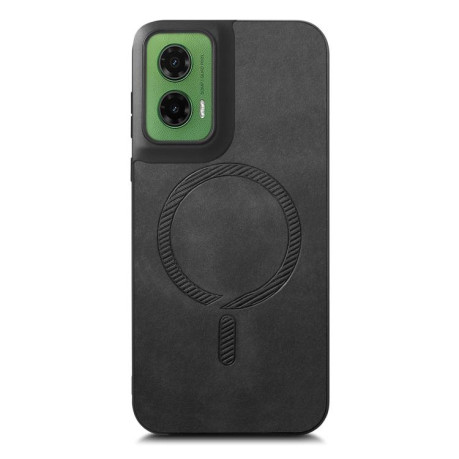 Чехол Retro MagSafe Magnetic PU на Motorola Moto G35 - черный