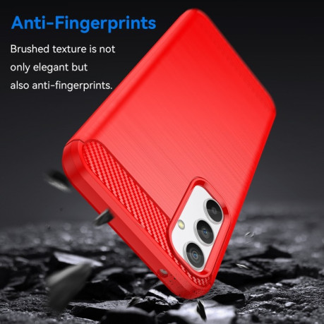 Противоударный чехол Brushed Texture Carbon Fiber на Samsung Galaxy A34 5G - красный