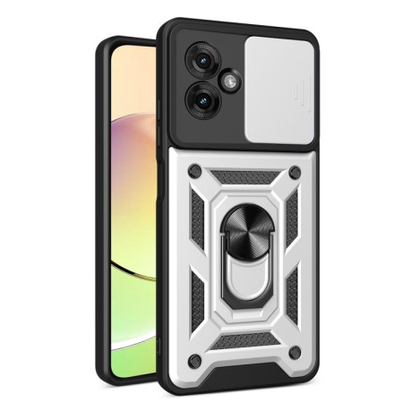 Противоударный чехол Camera Sliding для Motorola Moto G55 - серебристый