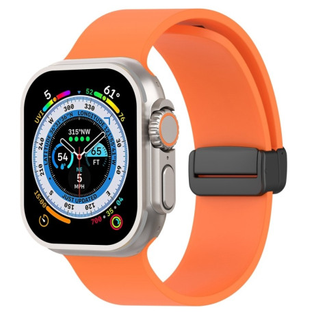 Силіконовий ремінець Magnetic Black Buckle Smooth для Apple Watch Ultra 49mm - помаранчевий