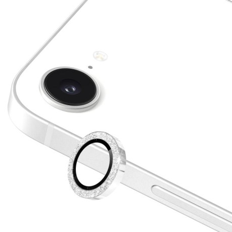 Защитное стекло ENKAY Hat-Prince Glitter Rear Camera Lens Aluminium для iPhone 16e - серебристое