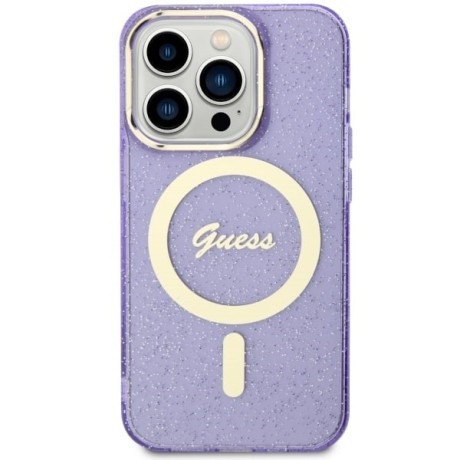 Оригінальний чохол Guess Glitter Gold MagSafe для iPhone 14 Pro Max - purple