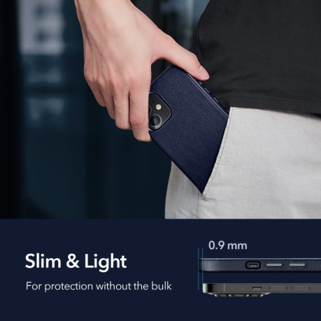 Кожаный чехол ESR Metro Premium Serie на iPhone 12 mini - синий