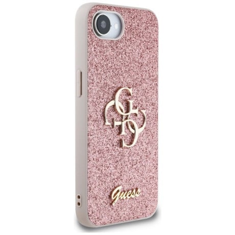 Оригінальний чохол Guess Big Metal Logo Fixed Glitter для iPhone 16e - Pink