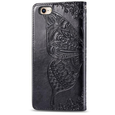 Чехол-книжка Butterfly Love Flower Embossed для iPhone 16e - черный