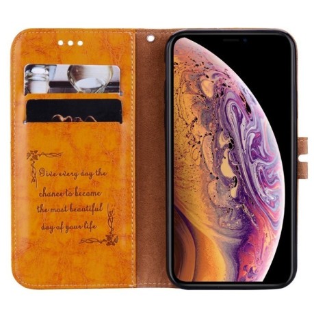Кожаный чехол-книжка Business Style Oil Wax Texture на iPhone XS Max- желтый