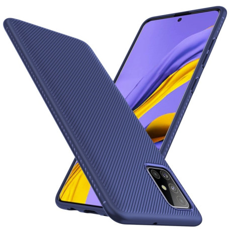 Чехол Lenuo Leshen Series Stripe Texture на Samsung Galaxy A51 -темно- синий