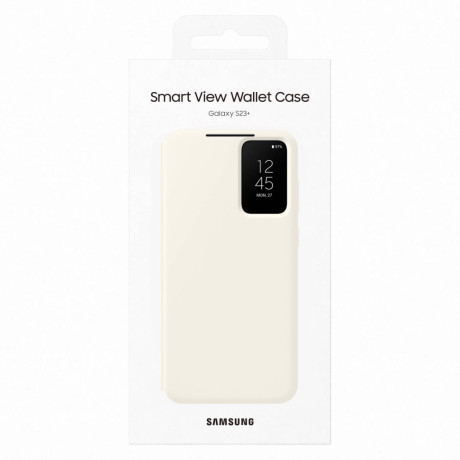 Оригинальный чехол-книжка Samsung Smart View Wallet для Samsung Galaxy S23 Plus - Cream (EF-ZS916CUEGWW)