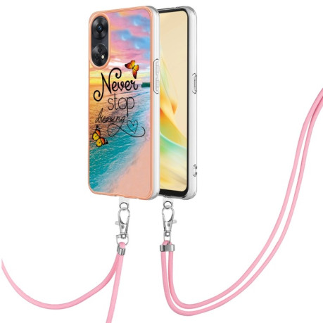 Протиударний чохол Electroplating IMD with Lanyard для OPPO Reno8 T 4G - Butterfly