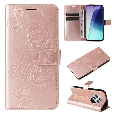 Чохол-книжка Embossed Butterfly для Xiaomi Redmi 14C 4G/Poco C75/Redmi A4 5G - рожеве золото