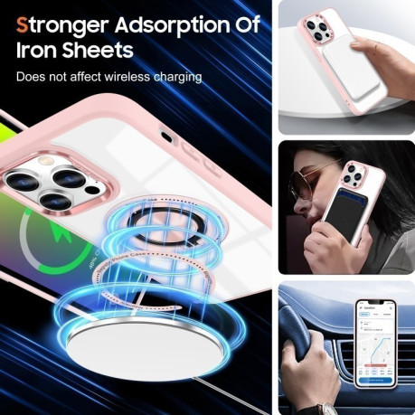 Ударозащитный чехол Magnetic Rotating Ring Holder на iPhone 16 Pro Max - розовый