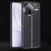 Противоударный чехол Litchi Texture на Xiaomi Poco F7 Pro - черный