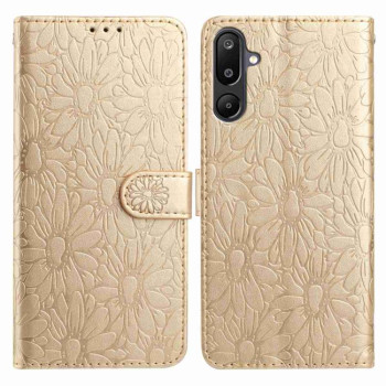 Чехол-книжка Daisy Embossed Leather для на Samsung Galaxy F16 5G / M16 5G - золотой