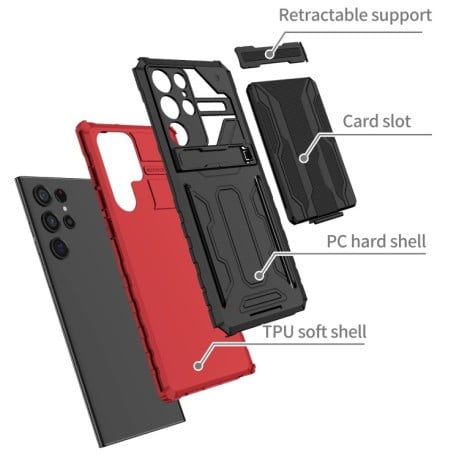 Протиударний чохол Armor Card для Samsung Galaxy S22 Ultra 5G - червоний