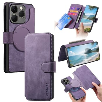 Чохол-книжка CaseNeo MagSafe RFID Anti-theft Retro Leather на Realme 15T 5G — фіолетовий